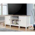 59" Farmhouse TV Stand Credenza with Storage Doors & Adjustable Shelves - Mystic Oak Wood Entertainment Center for 65" TV