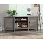 59" Farmhouse TV Stand Credenza with Storage Doors & Adjustable Shelves - Mystic Oak Wood Entertainment Center for 65" TV