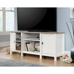 59" Farmhouse TV Stand Credenza with Storage Doors & Adjustable Shelves - Mystic Oak Wood Entertainment Center for 65" TV