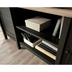 59" Farmhouse TV Stand Credenza with Storage Doors & Adjustable Shelves - Mystic Oak Wood Entertainment Center for 65" TV