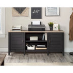 59" Farmhouse TV Stand Credenza with Storage Doors & Adjustable Shelves - Mystic Oak Wood Entertainment Center for 65" TV