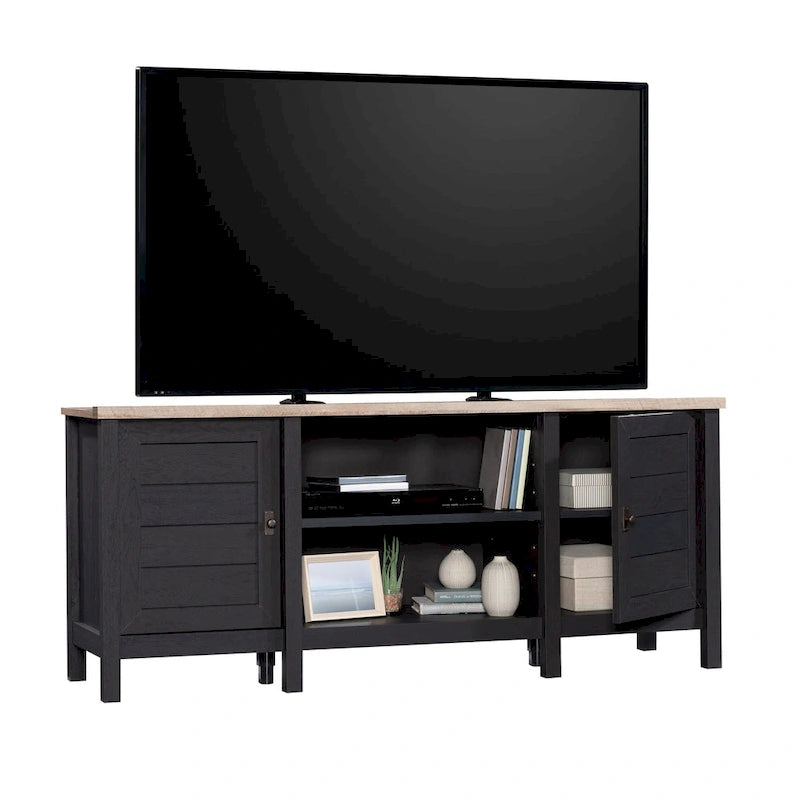 59" Farmhouse TV Stand Credenza with Storage Doors & Adjustable Shelves - Mystic Oak Wood Entertainment Center for 65" TV