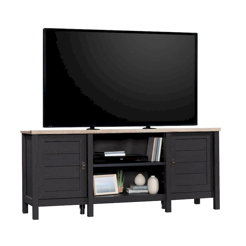 59" Farmhouse TV Stand Credenza with Storage Doors & Adjustable Shelves - Mystic Oak Wood Entertainment Center for 65" TV