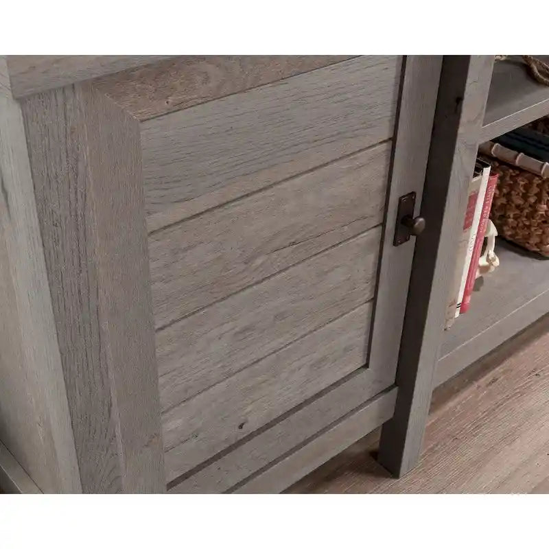 59" Farmhouse TV Stand Credenza with Storage Doors & Adjustable Shelves - Mystic Oak Wood Entertainment Center for 65" TV