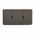 Vertical Striped Door Storage Cabinet with Metal Handles, Adjustable Shelves