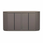 Vertical Striped Door Storage Cabinet with Metal Handles, Adjustable Shelves