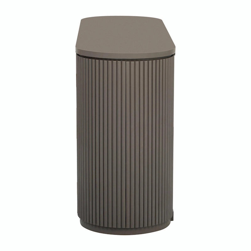 Vertical Striped Door Storage Cabinet with Metal Handles, Adjustable Shelves