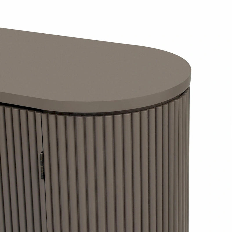 Vertical Striped Door Storage Cabinet with Metal Handles, Adjustable Shelves