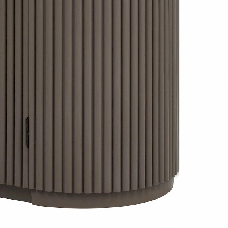 Vertical Striped Door Storage Cabinet with Metal Handles, Adjustable Shelves