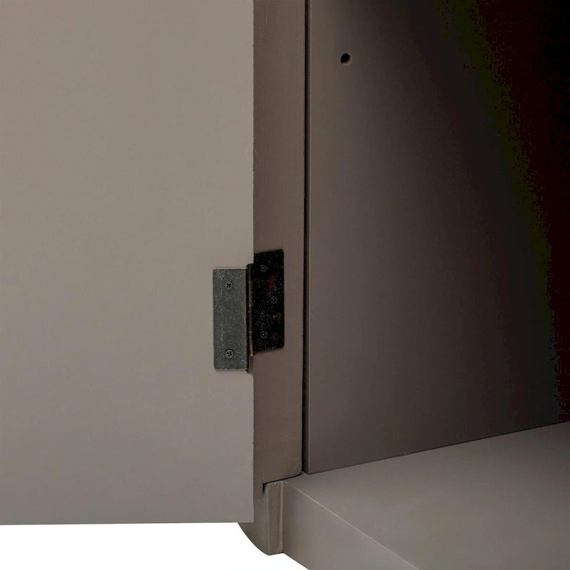 Vertical Striped Door Storage Cabinet with Metal Handles, Adjustable Shelves