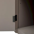 Vertical Striped Door Storage Cabinet with Metal Handles, Adjustable Shelves