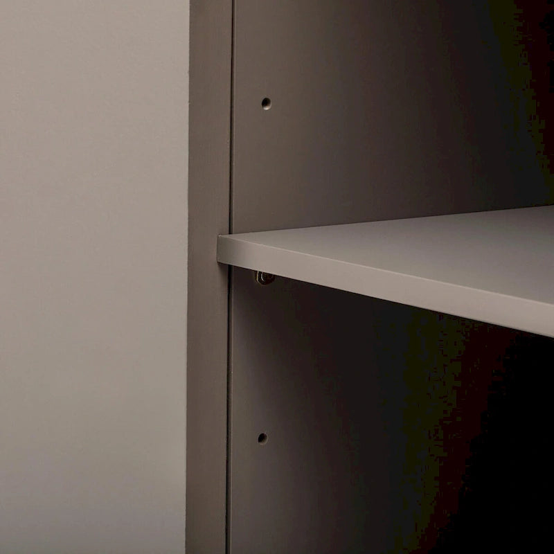 Vertical Striped Door Storage Cabinet with Metal Handles, Adjustable Shelves