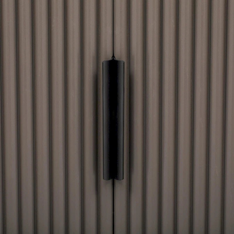 Vertical Striped Door Storage Cabinet with Metal Handles, Adjustable Shelves