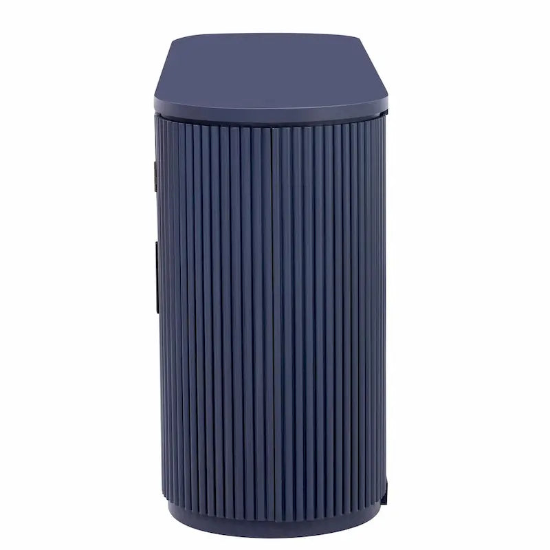 Vertical Striped Door Storage Cabinet with Metal Handles, Adjustable Shelves