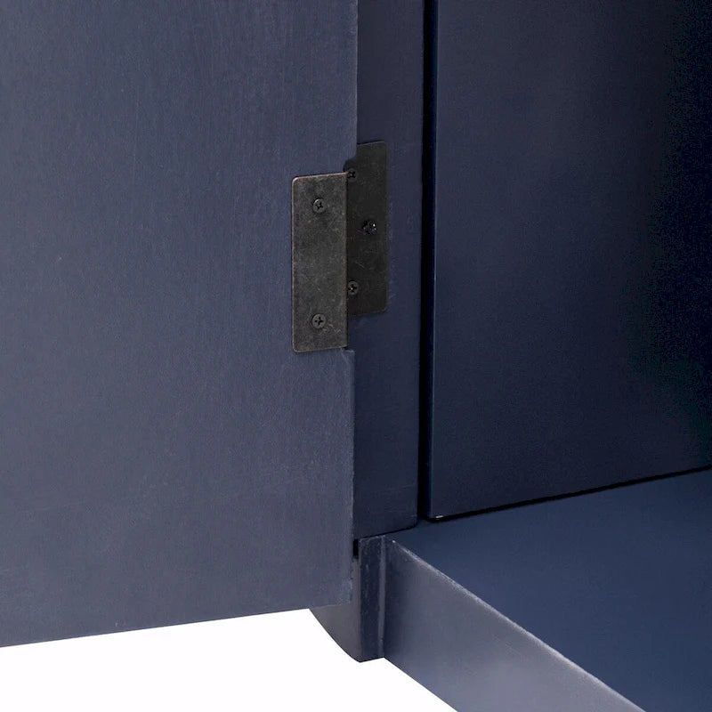 Vertical Striped Door Storage Cabinet with Metal Handles, Adjustable Shelves