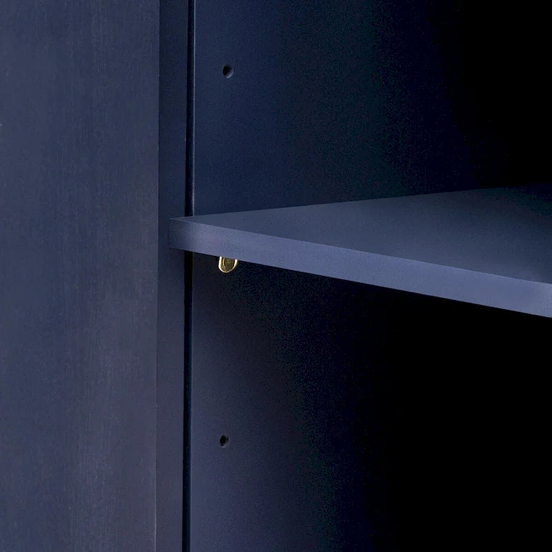 Vertical Striped Door Storage Cabinet with Metal Handles, Adjustable Shelves