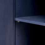 Vertical Striped Door Storage Cabinet with Metal Handles, Adjustable Shelves