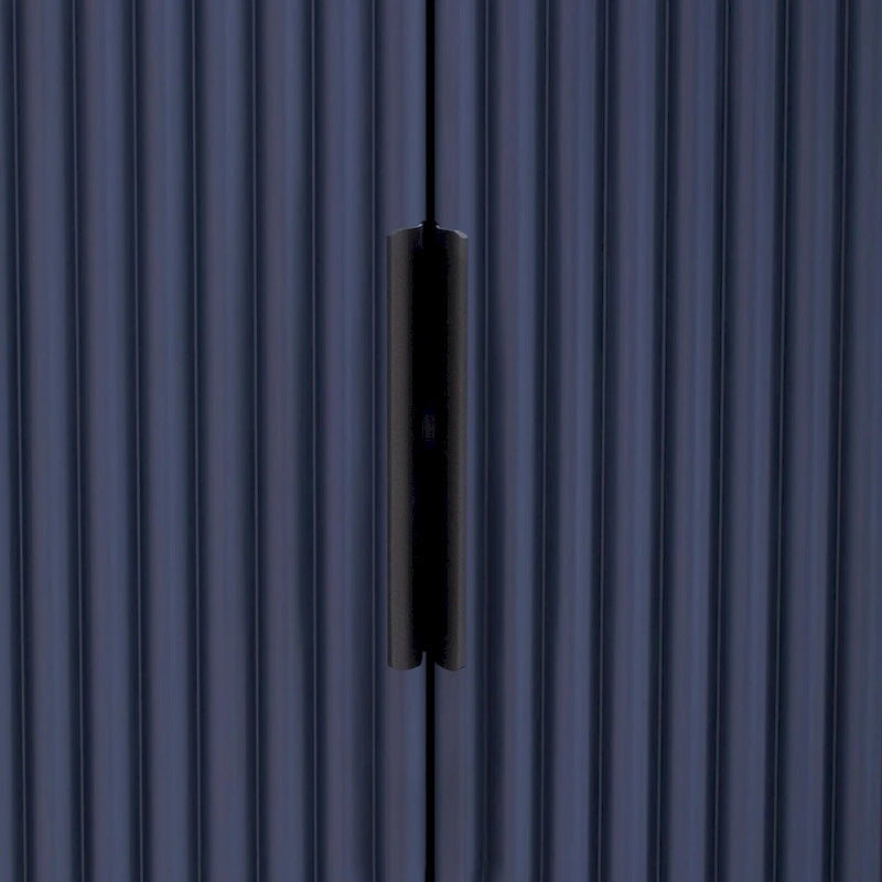 Vertical Striped Door Storage Cabinet with Metal Handles, Adjustable Shelves