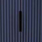 Vertical Striped Door Storage Cabinet with Metal Handles, Adjustable Shelves