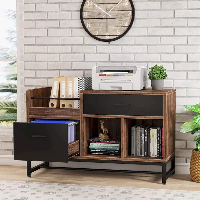 39-Inch Wood 2-Drawer File Filing Cabinet Printer Stand