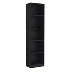 5-Tier Bookcase Slim Space-Saving Shelving Unit for Books Plants Photos - Modern Storage Display Rack for Home Office - Black Finish