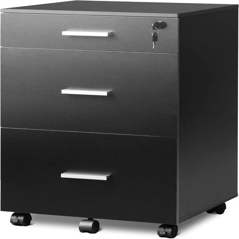 3-Drawer Rolling File Cabinet with Lock 16"D x 15.7"W x 30.7"H Mobile Storage for Letter A4 Files Home Office Furniture on Wheels