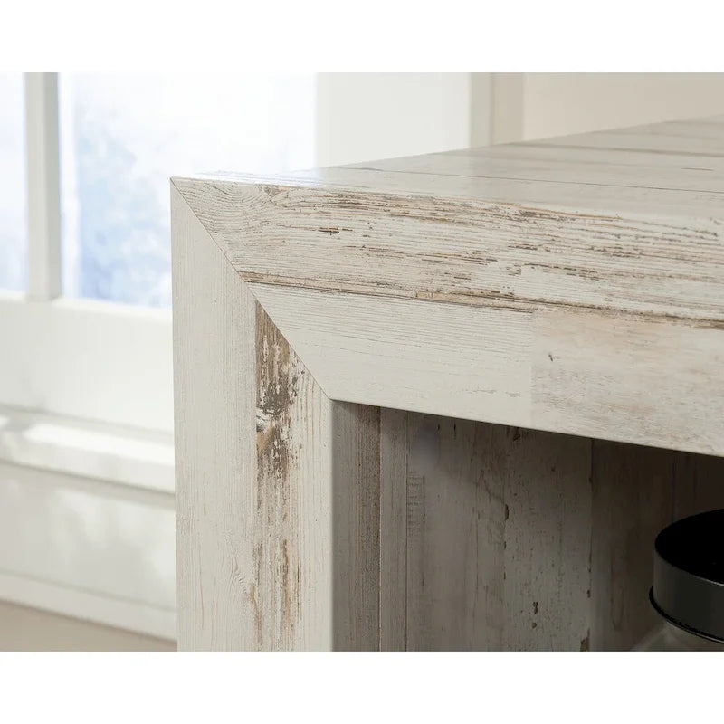 1-Drawer Lateral File Cabinet with Open Shelf, White Plank Finish, Letter/Legal Size Storage