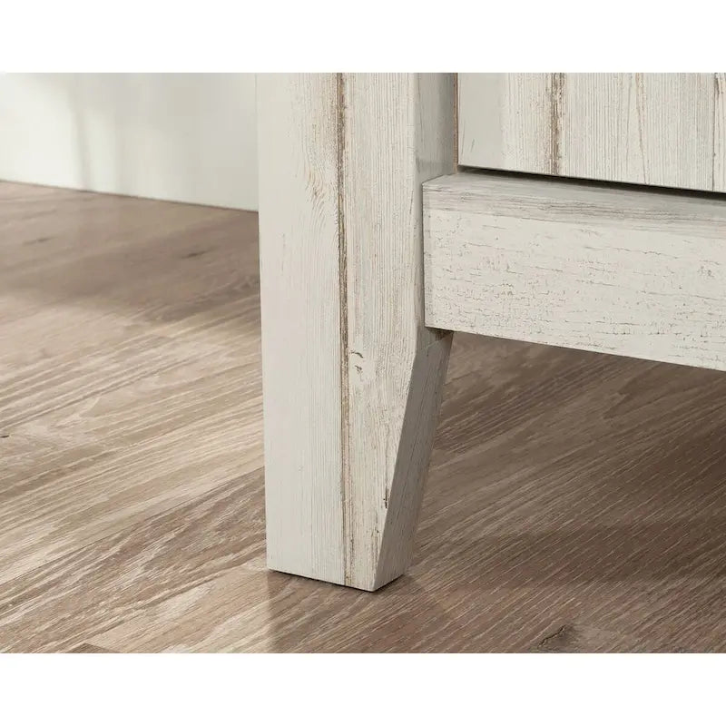 1-Drawer Lateral File Cabinet with Open Shelf, White Plank Finish, Letter/Legal Size Storage