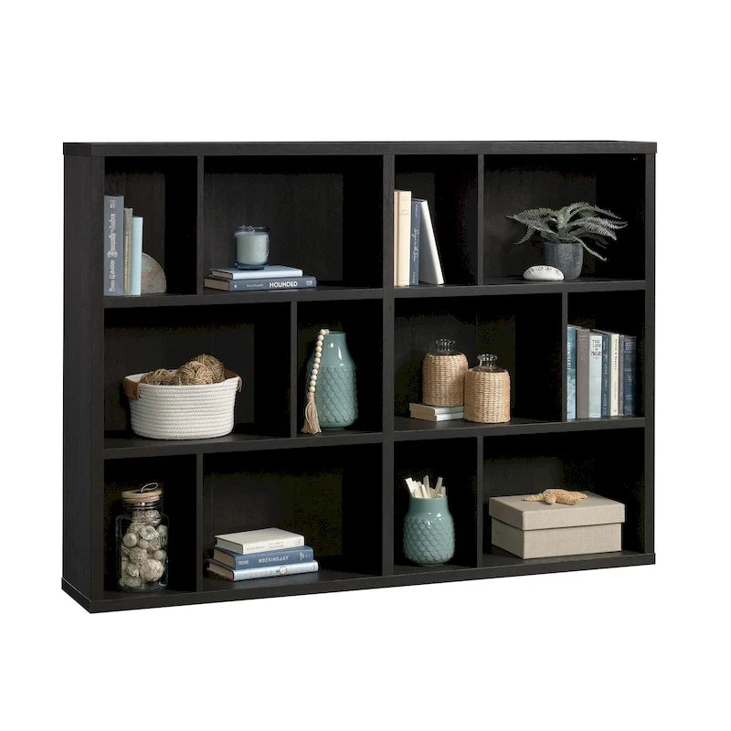 Asymmetric Cubby Bookcase - Multi-Size Storage Shelves - Sindoori Mango Finish - Lightweight Panel Construction - Home Display Organizer