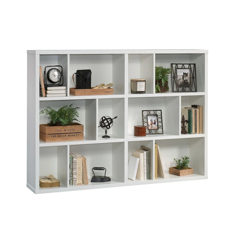Asymmetric Cubby Bookcase - Multi-Size Storage Shelves - Sindoori Mango Finish - Lightweight Panel Construction - Home Display Organizer