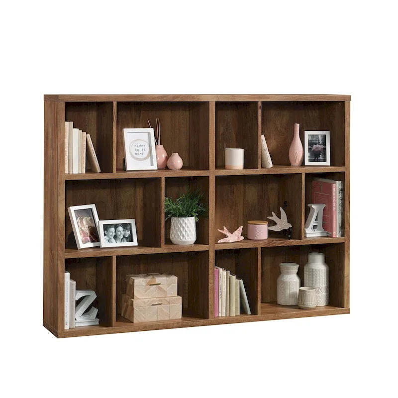 Asymmetric Cubby Bookcase - Multi-Size Storage Shelves - Sindoori Mango Finish - Lightweight Panel Construction - Home Display Organizer