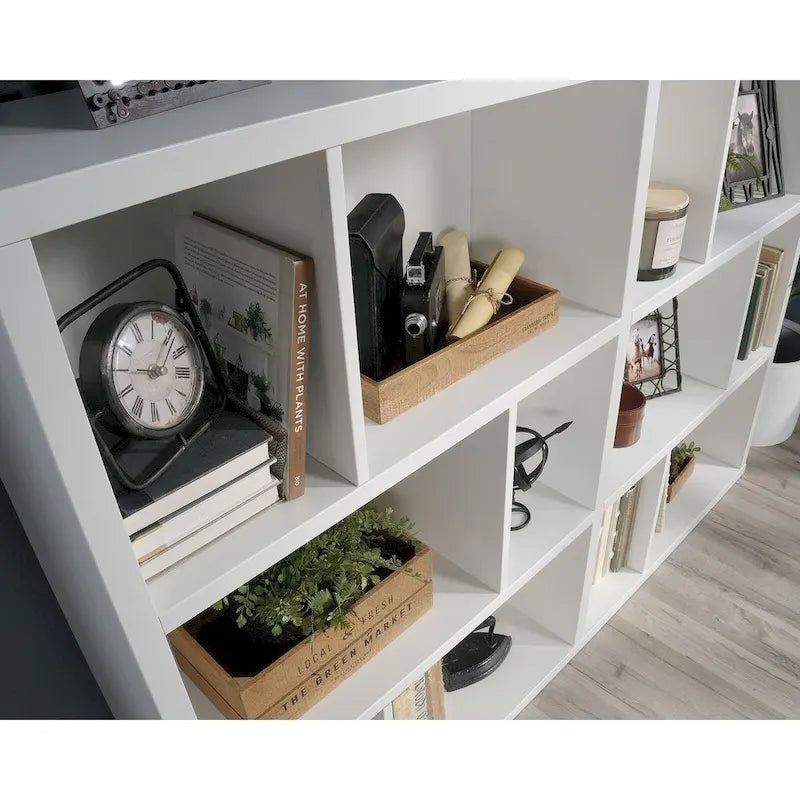 Asymmetric Cubby Bookcase - Multi-Size Storage Shelves - Sindoori Mango Finish - Lightweight Panel Construction - Home Display Organizer