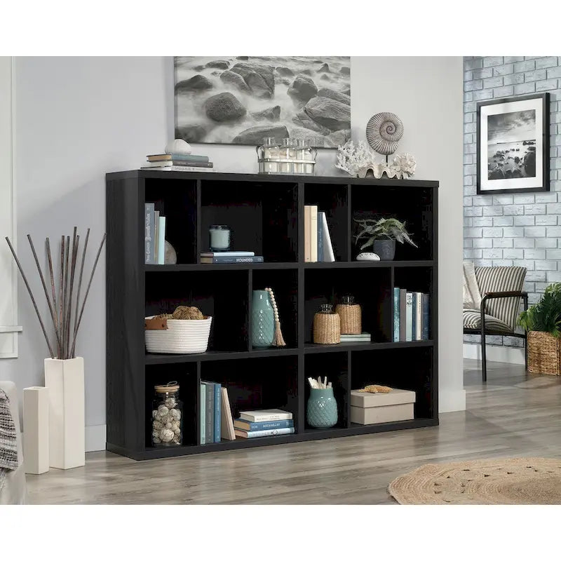 Asymmetric Cubby Bookcase - Multi-Size Storage Shelves - Sindoori Mango Finish - Lightweight Panel Construction - Home Display Organizer