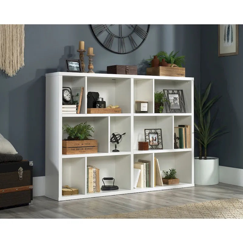 Asymmetric Cubby Bookcase - Multi-Size Storage Shelves - Sindoori Mango Finish - Lightweight Panel Construction - Home Display Organizer