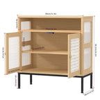 Sideboard Storage Cabinet with Doors - 2-Door Buffet Table, Faux Wood Texture, Black & White, Kitchen Dining Room Entryway Furniture