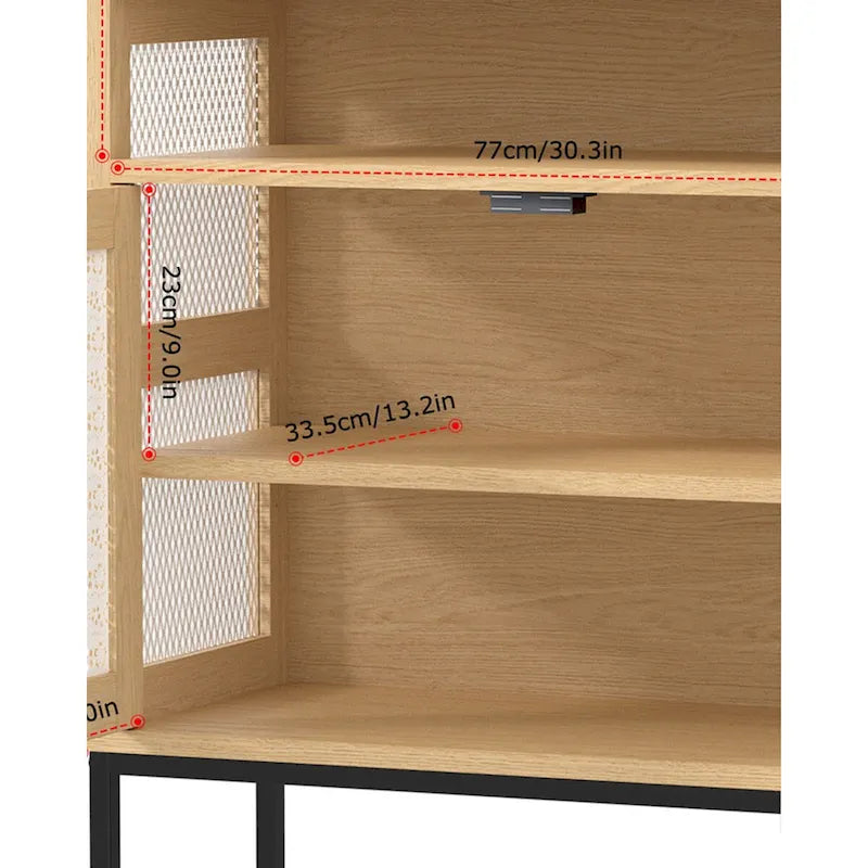 Sideboard Storage Cabinet with Doors - 2-Door Buffet Table, Faux Wood Texture, Black & White, Kitchen Dining Room Entryway Furniture