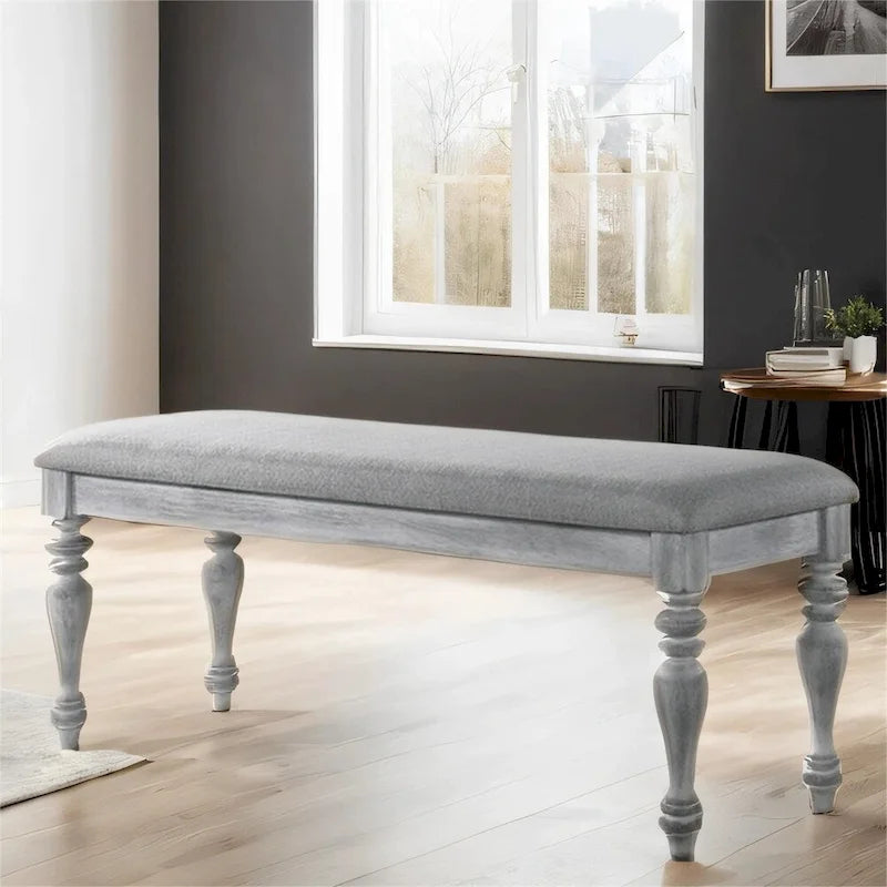 Upholstered Dining Bench with Wood Legs