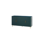 Wood TV Stand Media Console - 4 Door Storage Cabinet with Adjustable Shelves - Green Vertical Line Design for Living Room Bedroom