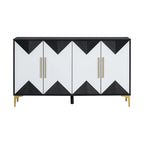 4-Door Sideboard Cabinet with Adjustable Shelves - Two-Tone Triangular Pattern, MDF & Metal, 165 lbs Capacity