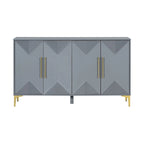 4-Door Sideboard Cabinet with Adjustable Shelves - Two-Tone Triangular Pattern, MDF & Metal, 165 lbs Capacity