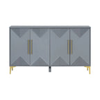 4-Door Sideboard Cabinet with Adjustable Shelves - Two-Tone Triangular Pattern, MDF & Metal, 165 lbs Capacity