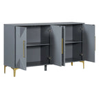 4-Door Sideboard Cabinet with Adjustable Shelves - Two-Tone Triangular Pattern, MDF & Metal, 165 lbs Capacity