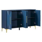 4-Door Sideboard Cabinet with Adjustable Shelves - Two-Tone Triangular Pattern, MDF & Metal, 165 lbs Capacity