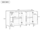4-Door Sideboard Cabinet with Adjustable Shelves - Two-Tone Triangular Pattern, MDF & Metal, 165 lbs Capacity