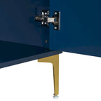 4-Door Sideboard Cabinet with Adjustable Shelves - Two-Tone Triangular Pattern, MDF & Metal, 165 lbs Capacity