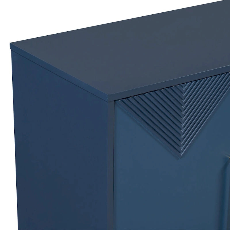 4-Door Sideboard Cabinet with Adjustable Shelves - Two-Tone Triangular Pattern, MDF & Metal, 165 lbs Capacity