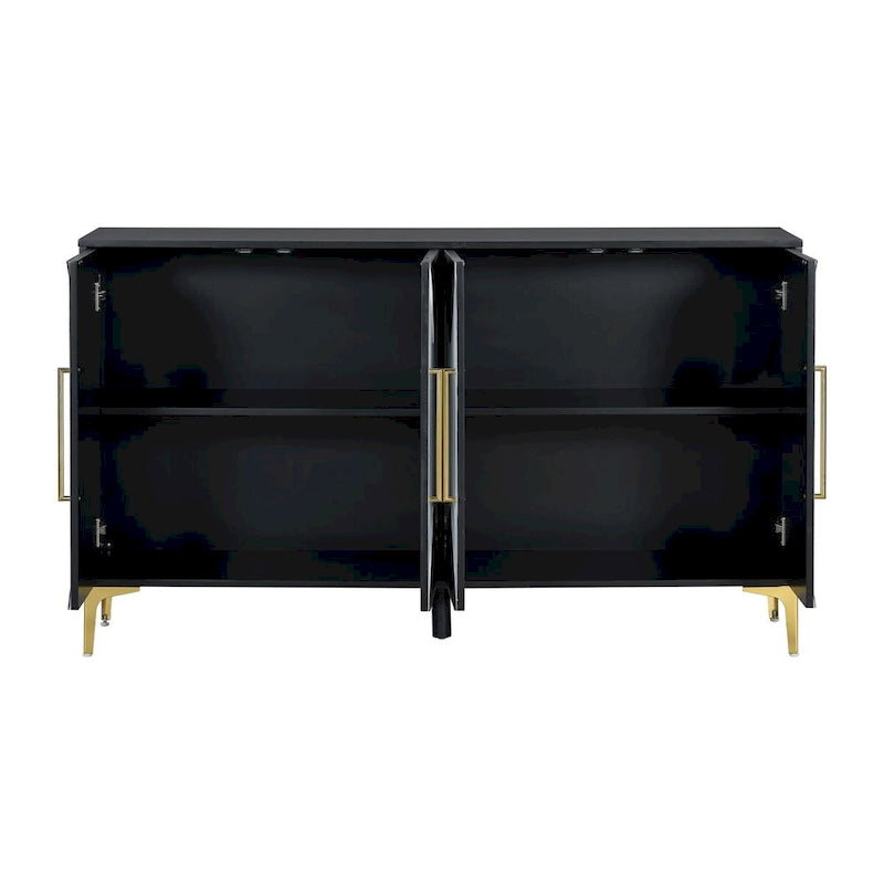 4-Door Sideboard Cabinet with Adjustable Shelves - Two-Tone Triangular Pattern, MDF & Metal, 165 lbs Capacity
