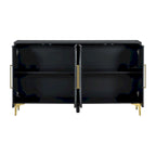 4-Door Sideboard Cabinet with Adjustable Shelves - Two-Tone Triangular Pattern, MDF & Metal, 165 lbs Capacity