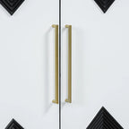 4-Door Sideboard Cabinet with Adjustable Shelves - Two-Tone Triangular Pattern, MDF & Metal, 165 lbs Capacity