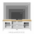 55" TV Stand Entertainment Center with Storage Cabinets & Shelves - White Wood Grain Modern Farmhouse Style for 60" Flatscreen TVs